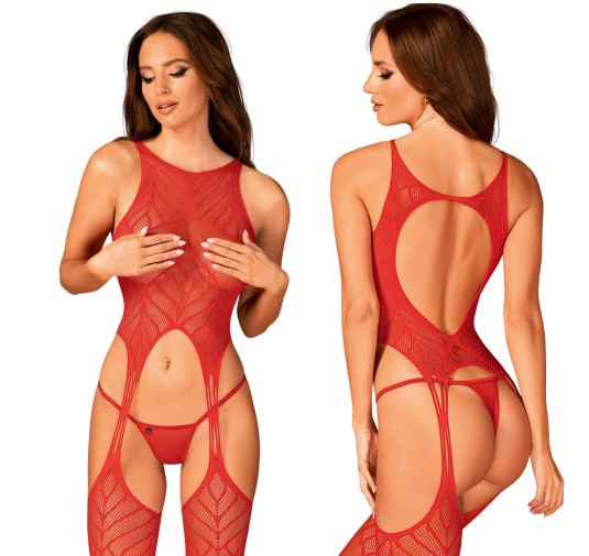 Koronkowe bodystocking erotyczny czerwone  XL/XXL